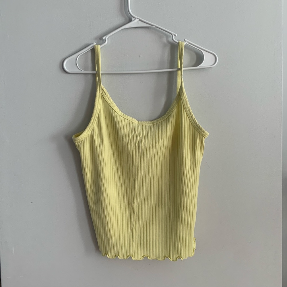 Butter Yellow Tank Top Ribbed Spaghetti Strap Old Navy Camisole Size XL Tall